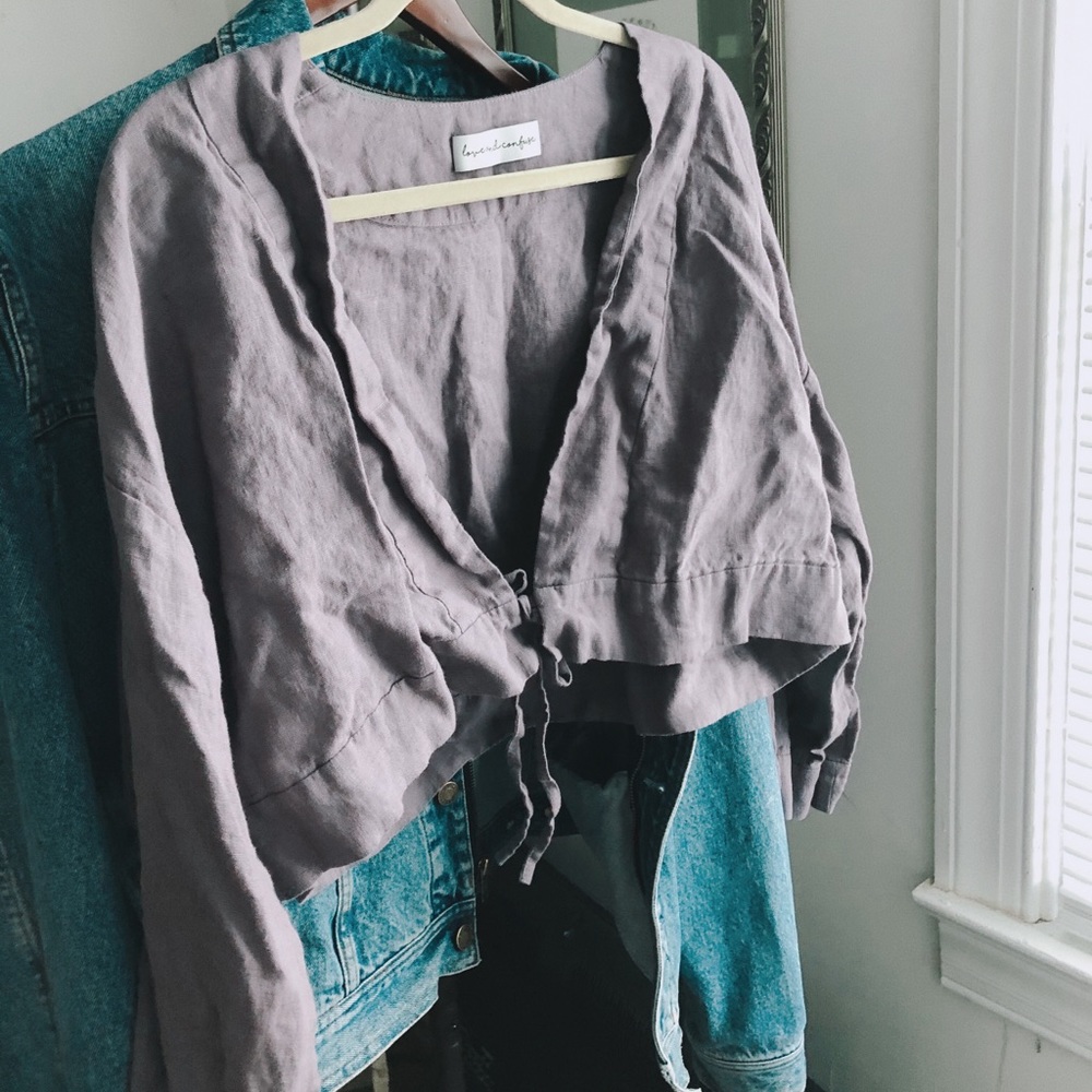 Love and Confuse Cropped Linen Blouse